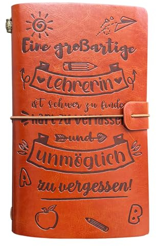 OMNIQI Lehrerin Geschenk, Abschiedsgeschenk Lehrerin, Abschied Lehrer Grundschule, Beste Danke Erzieherin Abschied Geschenkideen, Geschenk für Lehrerinnen Weihnachten Leder Notizbuch Lehrerin mit Herz