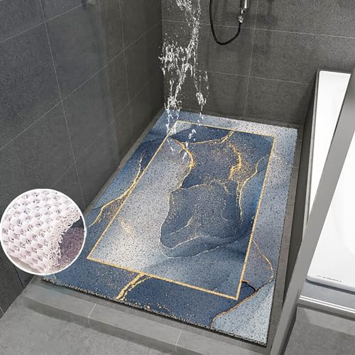 Pevfeciy Duschmatte rutschfest 80x100 cm Duscheinlage rutschfest Bunte Meeresmuster PVC Dusche antirutschmatte Mit Haken Weich bequem Duschvorleger Hohe Wasserdurchlässigkeit