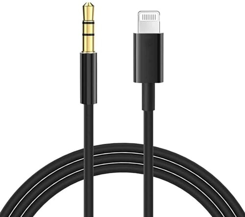 Apple MFi Certified iPhone Aux Cord, Lightning to 3.5mm Audio Jack Adapter | 1M Lightning to Aux Cable for Car Home Stereo/Speaker/Headphone Compatible with iPhone 14 13 12 11 XS XR X 8, Black