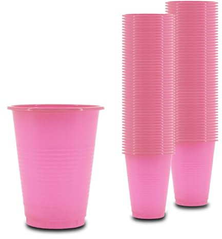 SWAVGO - Einwegbecher 180 ml - Trinkbecher, Partybecher, Plastikbecher, Bierbecher, Mundspülbecher - Becher für Partys Geburtstage Festivals Zahnärzte Tattoo Kosmetikstudio etc. (100, Pink)