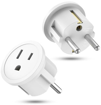 Adaptador Enchufe Americano a Español, 2 Piezas Adaptador Enchufe USA a Europa, Adaptador Americano a Europeo, Adaptador de Enchufe Viaje para Europa USA Francia Alemania España Austria