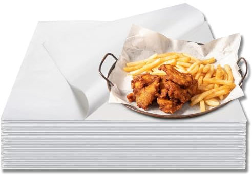 Clearly Greaseproof Paper 480 Sheets, 25x38cm Precut Butcher Paper, Grease Proof Burger Paper Sheets, Waterproof Baking Parchment Roll for Rosating, BBQ, Baking Cookies
