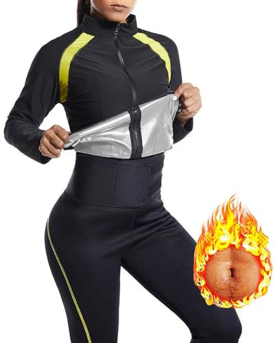 Weyot Traje Sauna Mujer Adelgazante, Fajas Reductoras Mujer Adelgazantes, Trajes De Sudoración para Fitness Boxeo Yoga Running, Trajes Sauna Mujer Shapewear,L, Silver - Jacket + Pants