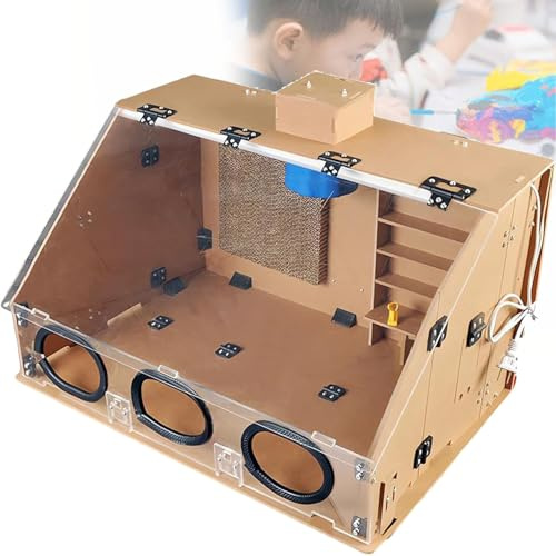 DPLWJPP Cabine Pulvérisation Aérographe Portable,Cabine Aérographe De Table D'artisanat,avec Ventilateur D'extraction 40 W Et Lumière LED,pour Poterie Et Artisanat,Wood-70x47x40cm
