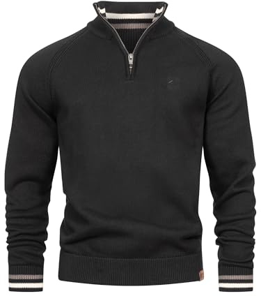 Indicode Herren INSwift Strickpullover mit Stehkragen und Reißverschluss | Moderner Cardigan für entspannte Casual-Looks, Feinstrickpulli, Herrenpullover, Freizeitpullover, Strickoberteil für Männer