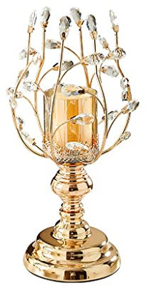 CCKUHN Tablescape Decor Nordic Crystal Glass Candle Holder Hollow Candle Holder Ornament Suitable for Dinner Living Room Kitchen Dining Room Candlestick Holders(S) (One Color M)