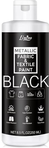 Black Fabric Paint - 250ml Textile Paint Permanent for Textile and Leather Clothes, Fabric Coat Paint for DIY Fabric Dye Projects, Washable Clothing Paints for T-shirts, Jeans, Canvas Shoes, Sofa