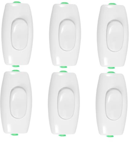 Uonlytech 6pcs Boat Shape Bedside Switch White Inline Light Switch Push Button for Lamp Cord