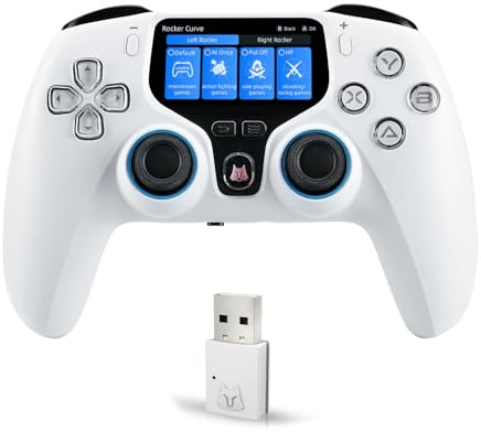 Wireless Controller für PC mit Display, PC Controller Pro Wireless mit Hall-Jostick/Hall-Trigger/TURBO/AUTO-Taste/Support-Zurück-Taste/Kabelloser Controller für PC/P3/SWITCH/Android/lOs/Android/TV