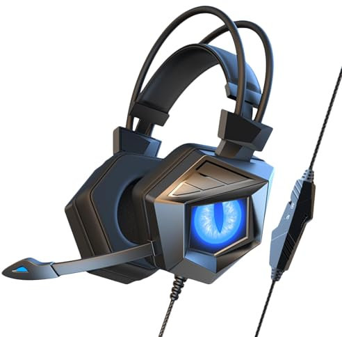 zwxqe Colorful Glow Pc Headset, Pc-Wired Headphones, High-Tech Computer Parts, Noised-Cancelling E-sports Accessories, Wired Game Headset with Mic for E-sports and Music