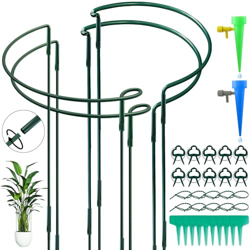 VEPEPE 38 Stück Pflanzenstütze Set, Strauchstütze 25 x 60 cm Hoch Pflanzen Stütze, Pflanzenstütze für Pfingstrosen, Staudenstütze, Halbrund Pflanzstütze, Metall Spleißbar Pflanzstützen Kit
