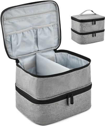 Focenat Sac de Rangement de Vernis à Ongles à Double Couche, Étui de Transport Organisateur de Vernis à Ongles, Convient à la Lampe sécheuse à Ongles et à l’Ensemble de Manicure, 30 Bouteilles (Gris)