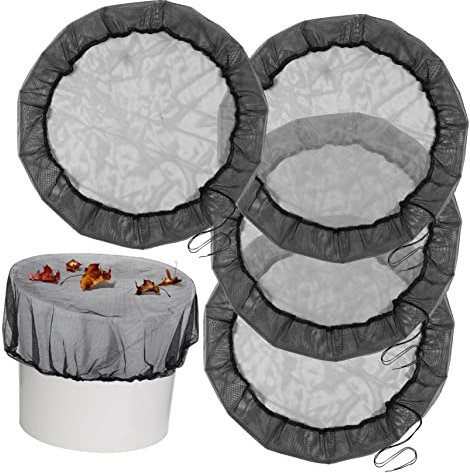 GALPADA 4 Pack Outdoor Rain Butt Net Covers Adjustable Drawstring Polyester Mesh Protection for 80cm Water Barrels Black Suitable for Garden and Rainwater Collection
