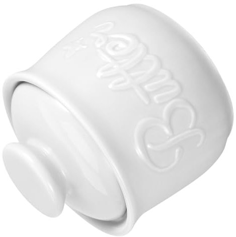 Abaodam Beurrier Céramique Blanc Pot Vintage Pour Stockage De Beurre Couvercle Hermétique Récipient Décoratif Pour Comptoir De Cuisine