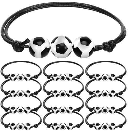 Livdouyu 12 Stück Fußball Armbänder Kinder,Verstellbares Schnur Fußball Armband Fussball Mitgebsel für Jungen Mädchen Kindergeburtstag Gastgeschenke