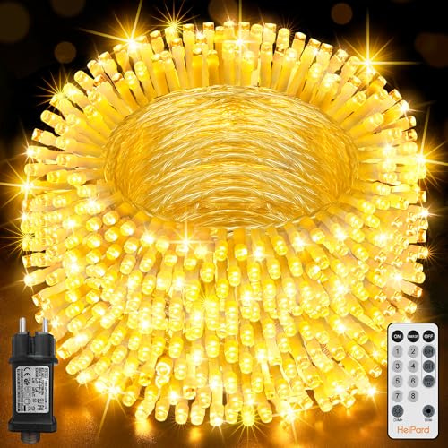 HeiPard Catena Luminosa Esterno Interno 60M, Luci Albero Natale Esterno | 600 LED Bianco Caldo Impermeabile Lucine da Esterno Giardino con 8 Modalità e Memoria per Balcone, Casa, Festa, Nozze