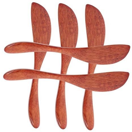 Veemoon 5 Pièces Outils de Cuisine Bois Couteau à Beurre Spatule à Crème Épandeur de Confiture Couteau Glace Accessoires Multifonctionnels pour Épandage Mélange