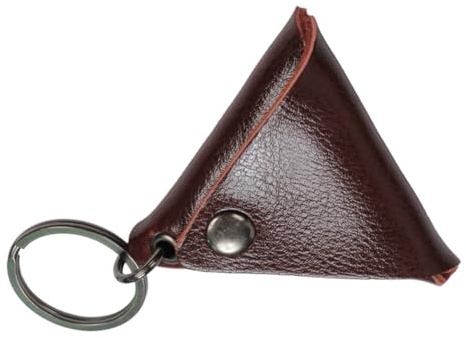 QUMIIRITY Gitarrenplektrumhalter aus Leder mit Metallknopf Design und Leichtem Material Braunes Dreieck Schlüsseltaschenetui für Schule und Konzert