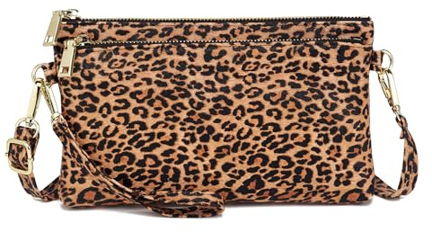 ZOOEASS äkta läder axelväskor för kvinnor, liten crossbody bag kvinnor handväska multiväska crossbody moderna väskor, leopard