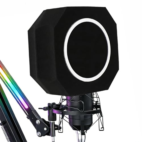 ktondic Professional Mic Isolation Shield with Pop Filter, Microphone Sound Isolation Ball, Sound-Absorbing Foam to Reduce Noise and Reflection for Recording, Singing, Podcasts, Live Stream