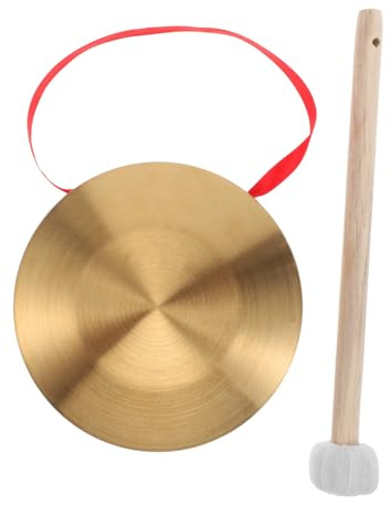 SOLUSTRE Gong Mini De Aleación De 15 Cm Para Niños, Instrumento Chino De Percusión Portátil Con Palo De Madera Para Feng Shui, Uso Decorativo y Musical Escuela o Hogar