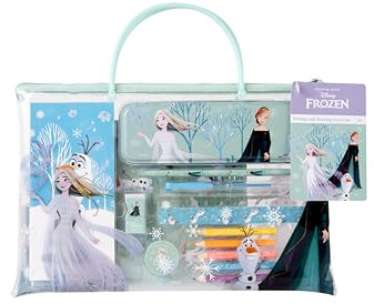 Disney Frozen Juego de viaje de escritura y dibujo | Elsa, Anna y Olaf Juego de pintura y manualidades para niños | Juego de dibujo creativo con estuche, lápices y hojas para colorear | Regalo de