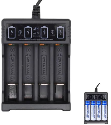 Caricabatterie Indipendente A 4 Slot Per Batterie Ricaricabili AA E AAA Ni-MH, Display LCD, Sistema Di Raffreddamento E Sicurezza Avanzata Per Ricariche Efficaci, Caricatore Pile Ricaricabili