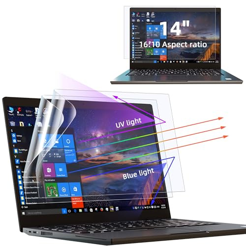 Protescreen 2 Pack 14 Inch Anti Blue Light Screen Protector, Anti-Glare Screen Protector for Lenovo Hp Dell Acer Asus Samsung, 14 Laptop 16:10 Aspect Universal Blue Light Blocking Eye Protection Film