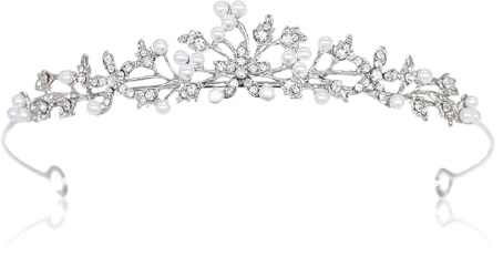 Tiara Strass, Cristallo Strass Diadema, Corona di Perle e Strass, Elegante Accessorio Per Matrimoni, Feste e Compleanni Corona Principessa Bambina