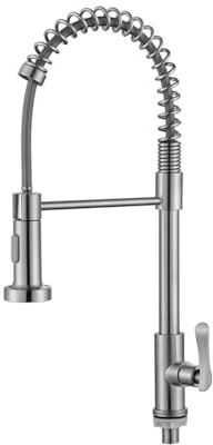 Stainless Steel Wall-Mount Kitchen Faucet Single Handle Cold Water Mixer High-Pressure Spray for Top-Mount Sinks and Stylish Design