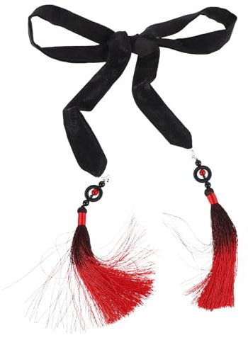 WRITWAA Chinese Style Headband Strap with Gradient Tassel Hair Ribbon for Hanfu Cosplay Vintage Forehead Hair Accessory Suitable for Traditional Costume