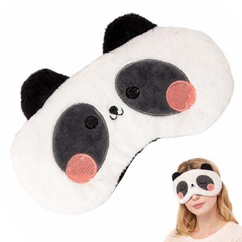 Androxeda Cute Panda Schlafmaske Soft Plüsch Augenbinde, Lustige Emoticons Schlafmaske Augenmaske Augenabdeckung Für Mädchen Jungen Damen Nickerchen Reisen(Schwarz Und Weiß, Panda)