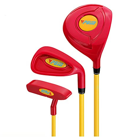 Komplett set med golfklubbor för barn, golfjärn, putter, idealisk för pojkar och flickor för att öva swingsporter (ålder 4–5, röd (utan väska))