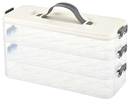 Contenedores de huevos rellenos con tapa, bandeja de 3 capas con asa, bandeja apilable para huevos rellenos para cocina, , viajes, , camping, organizador portátil para transporte