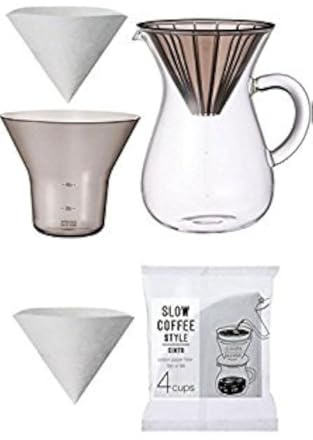 Carafe Coffee Set by Kinto Japan for Slow Coffee with Extra Filters (Total of 80 Filters) by Kinto