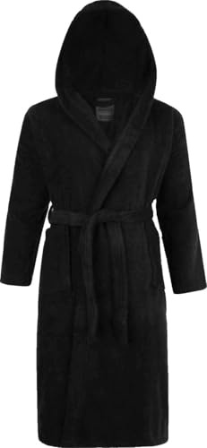 Adore Home Unisex 100% Cotton Hooded Terry Bathrobe, Black, XXL