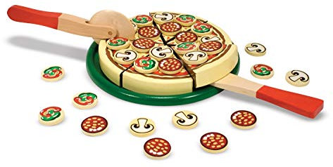 Melissa & Doug Pizza Party Wooden Play Food Set With 54 Toppings