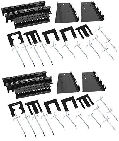 Ondis24 2x Lochwandhaken, je 22 - teilig, Hakensortiment Werkzeuglochwandhaken Metall, je 22 - teilig, grau