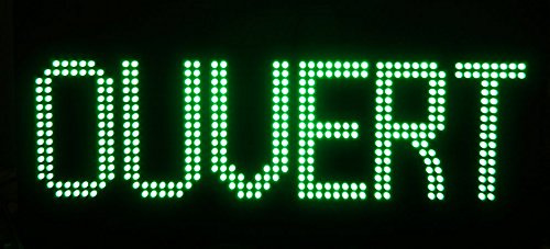 Enseigne lumineuse à LED OUVERT vert 60x30x2.5cm