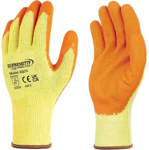 Supreme TTF 24 Pairs Latex Coated Orange Rubber Work Gloves Mens Safety Builders Gardening (XL)