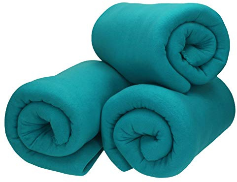 Betz Fleecedecke 3 Stück 130x170 cm 180g/m² – Weiche Wohndecke & Kuscheldecke – Flauschige Sofadecke als Tagesdecke – Leicht, wärmend & pflegeleicht – Farbe Petrol