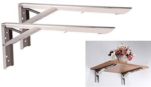 Schwerlast Klappkonsole, Tiberham 2 Stück Wandmontage Klappbare Regalhalterung, 90 Grad Winkel Klappträger Wandhalter Klappwinkel Klappenbeschlag, Tragkraft 50kg (ohne Platine)