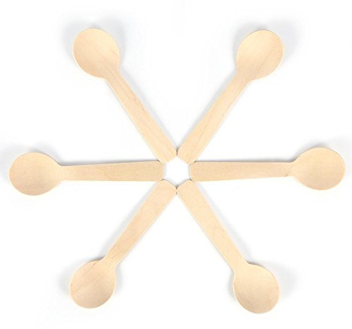 Party Besteck Kuchengabeln,Holzutensilien, Holzlöffel 100 Stück Einweg-Holzlöffelsets mit langem Griff Mischen Backen Servierlöffel für Dessert, Eis, Joghurt