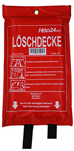 Helo Feuerlöschdecke Löschdecke Feuerdecke Brandschutzdecke Fiberglas 1mx1,5m DIN EN 1869