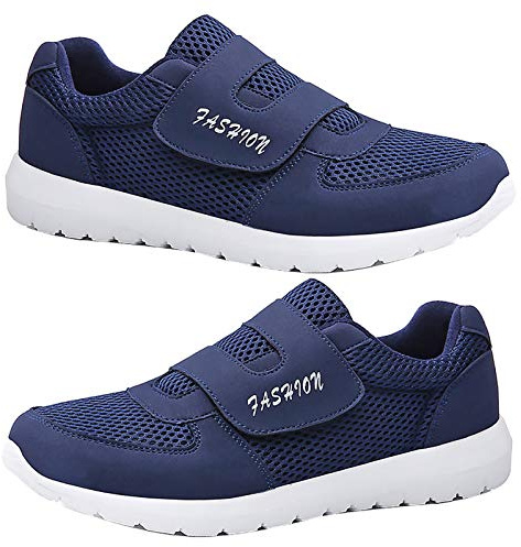 Porfeet Hommes Baskets, Hommes Maille Respirant sans Lacet Baskets Antidérapantes Course à Pied Chaussures De Plein Air Bleu 42