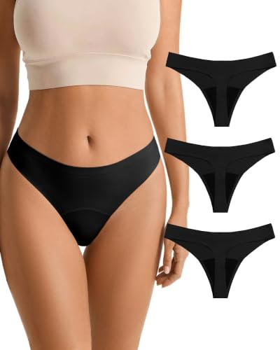 SHARICCA Mutande Ciclo Mestruale Donna Mestruali Perizoma Senza Cuciture Mutande Assorbenti Mestruali Lavabili Donna Intimo Protettive 3 Pack