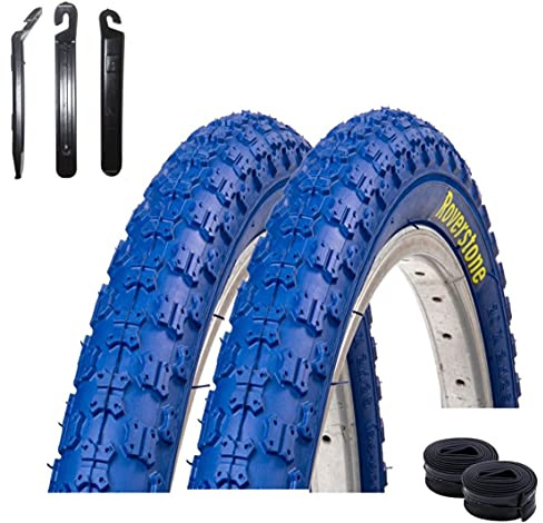 2 x Roverstone 20 Fahrradreifen Fahrradmantel blau 54-406 (20 x 2,125) + 2 Schläuche DV inkl. Reifenheber