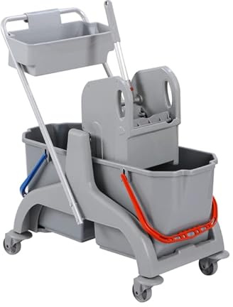 BELLANET Wischwagen, robuster Profi Hygiene- & Reinigungswagen mit Presse und 2 x 18 Liter Eimern - aus 50% Recycling-Material