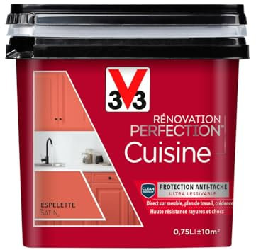 V33 Peinture de rénovation cuisine, Rénovation perfection Espelette satin 750ml