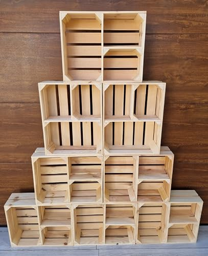 PYXIDAS, Étagère Murale ou à Poser Bois 50x40x15 cm - Caisse Rangement Déco (Cruciforme naturel, 8)